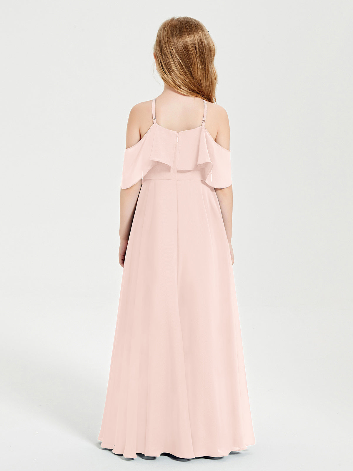 Off-the-Shoulder Long Dresses for Junior Bridesmaids Pearl Pink
